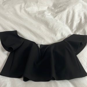 Black off the shoulder flowy crop top fancy